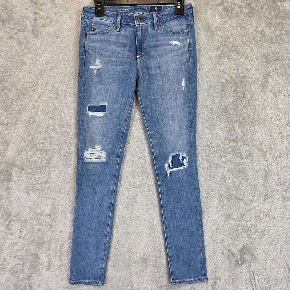 AG Adriano Goldschmied Jeans Womens 24R Blue The Middi Ankle Distressed